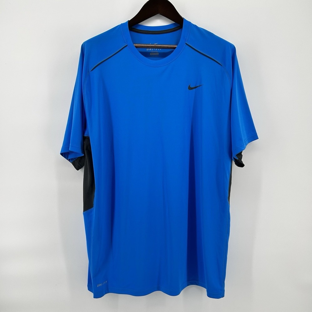 Nike Dri-FIT Legend Shirt Mens 2XL Blue Black Training Performance Tee Sporty